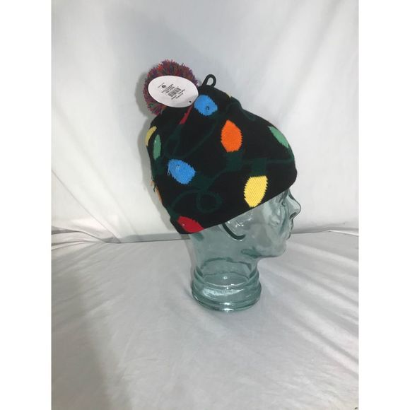 Black Party Beanie W/ Different Color Light Design - Picture 1 of 6